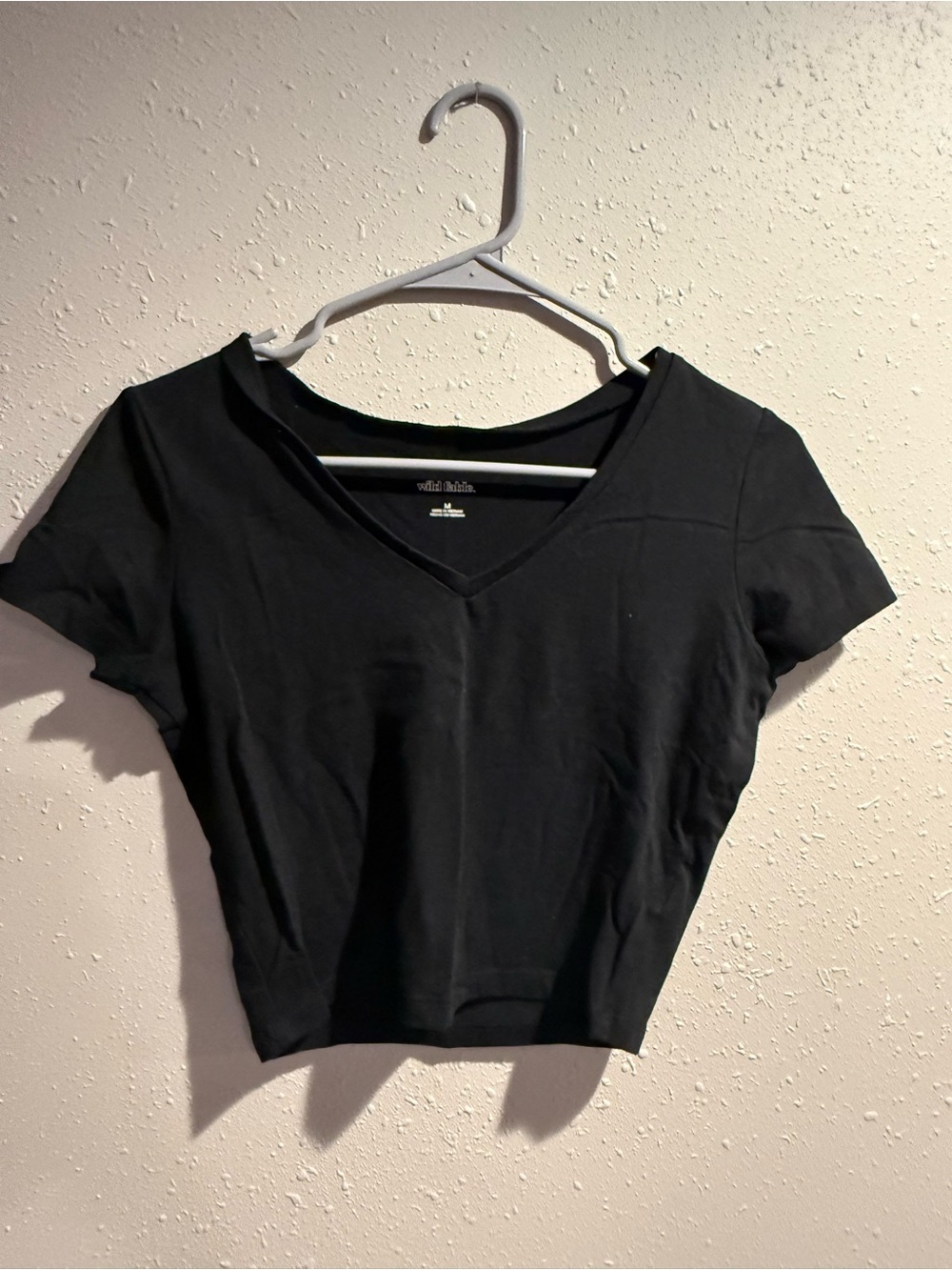 wild fable Black V-Neck Cropped Tee